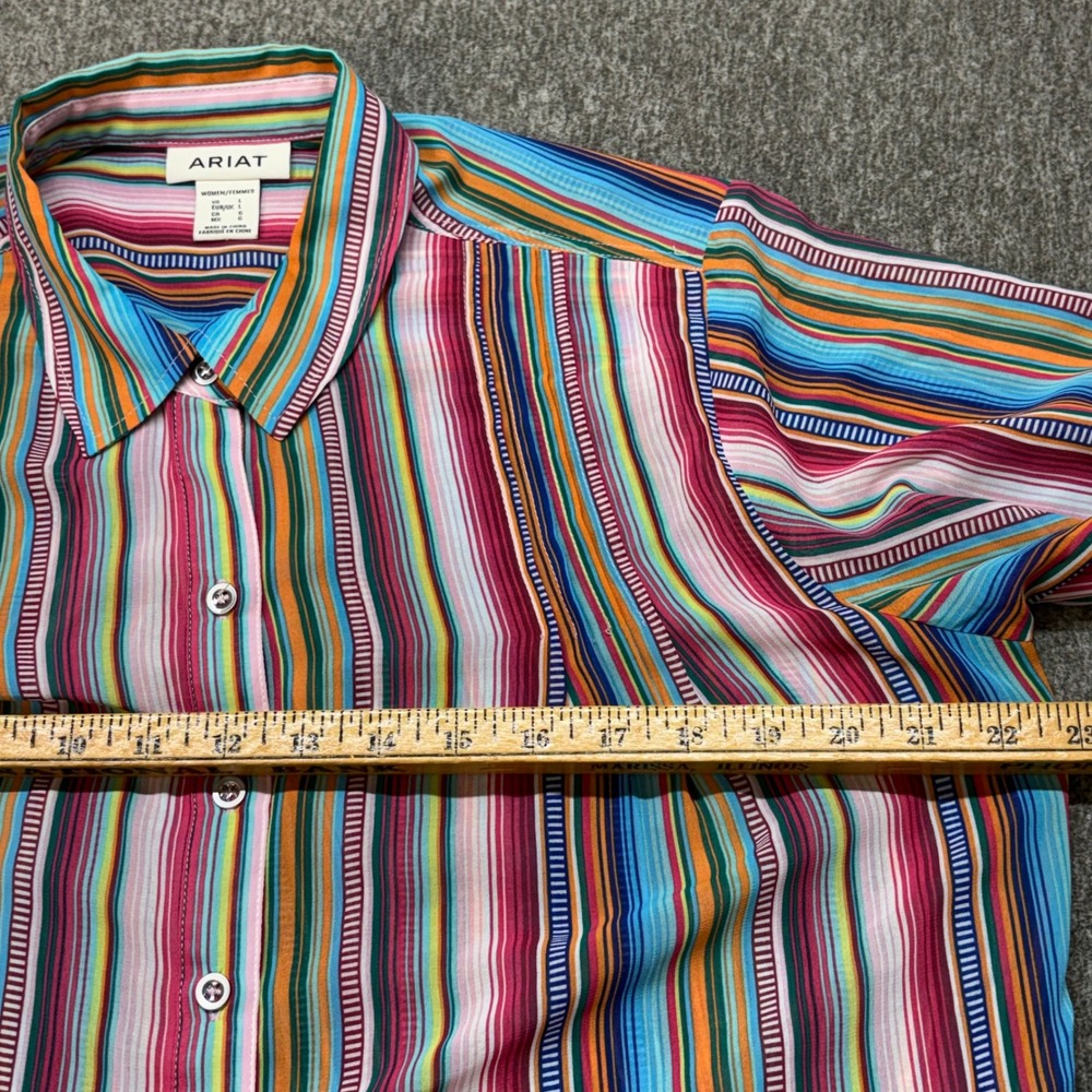 Ariat Naran Shirt Womens Large Multicolor Striped Button Down Long Sleeve - Picture 3 of 12